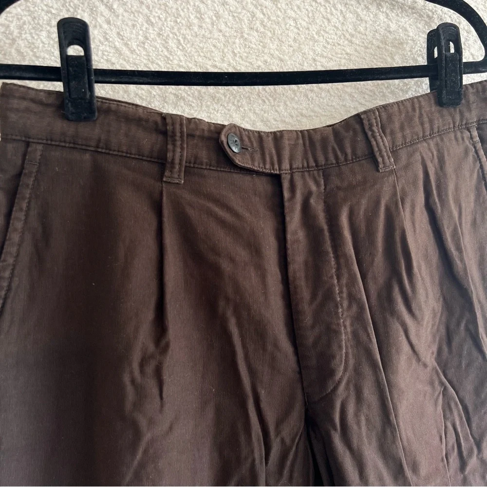 Hugo Boss Men’s Corduroy Cotton Brown Trousers‎ Mitchel Pleated Pants Size 34R